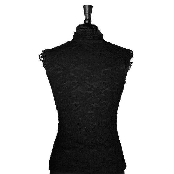 Creative Design Works Women's Blouse Black Floral Lace Stretch Sleeveless Top S - Picture 7 of 9